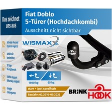 ANHÄNGERKUPPLUNG für Fiat Doblo 263 10-22 starr HOOK +7pol E-Satz BRINK