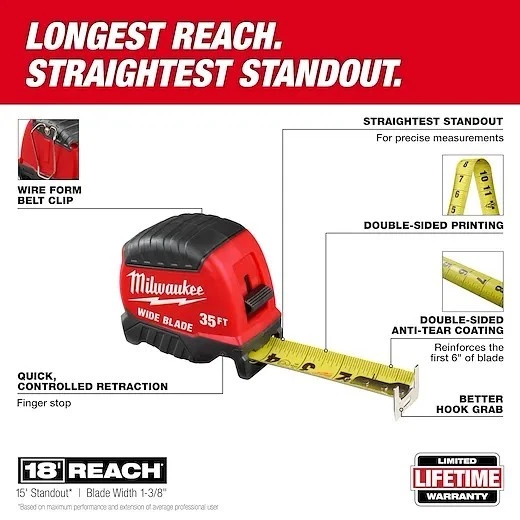 Milwaukee Tool 48-22-1235 Tape Measure,35 Ft L Blade Sae - Image 3 of 3