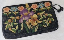 Antique / Vintage Petit Point Tapestry Handbag Purse - AS IS