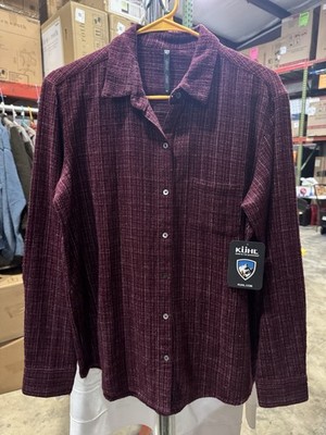 Kuhl Avery Long Sleeve Button Down Flannel Shirt Women's Zinfandel Sz XS - NWT!!