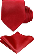 TIE G Solid Satin Woven dyed Color Formal Black Necktie and Pocket Square Sets i