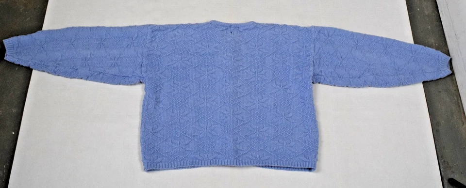 Cárdigan Suéter Vintage Hueco Talla M Años 80 Periwinkle Azul Copo de Nieve Hombro Ancho Foto 2 de 4