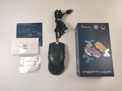 Ducky Feather Gaming Mouse Ultra-Light 65g PixArt PMW3389 7-Button B&W Omron