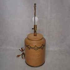 Rovland Stoneware Crock Table Lamp Tan Blue Ceramic 25" x 9"