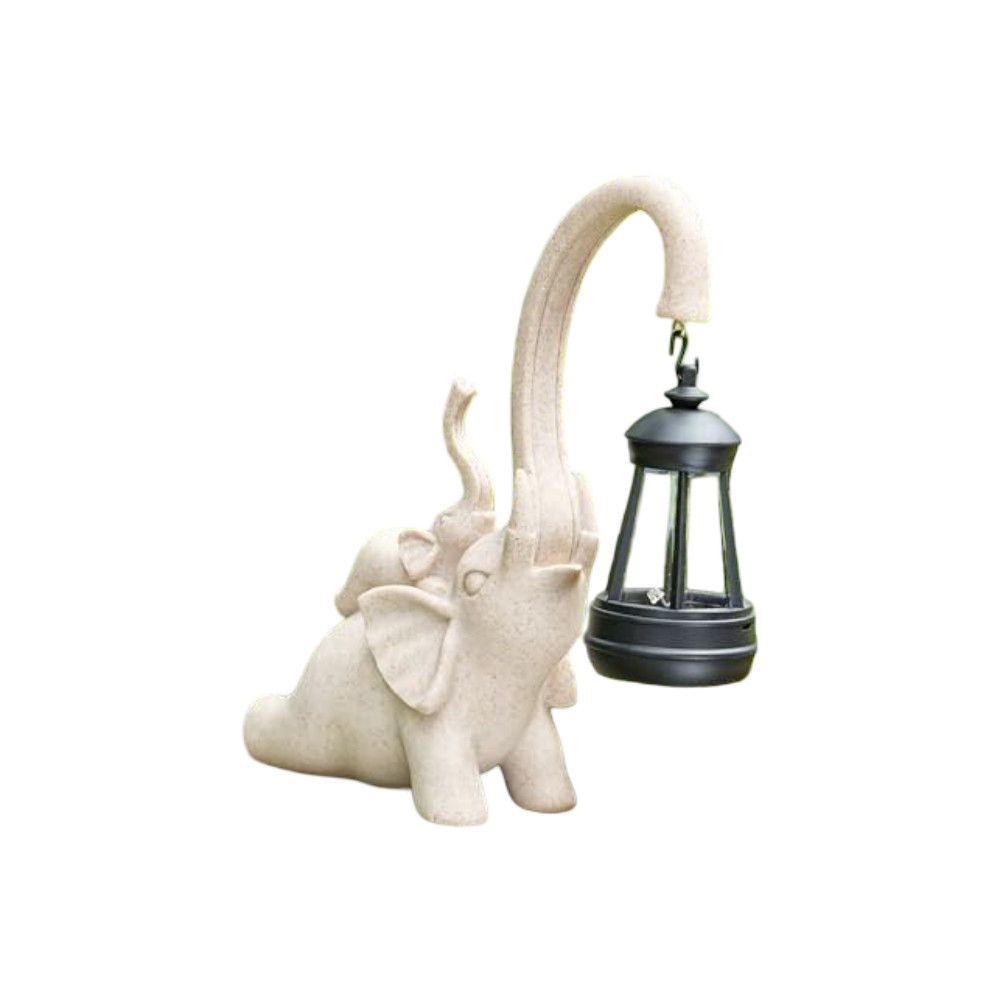 Elefant Solarfigur Garten Deko Kunstharz Laterne Wetterfest Outdoor Skulptur