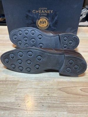 Joseph Cheaney Men's Brown Pebble Grain Leather Split Toe Derbies