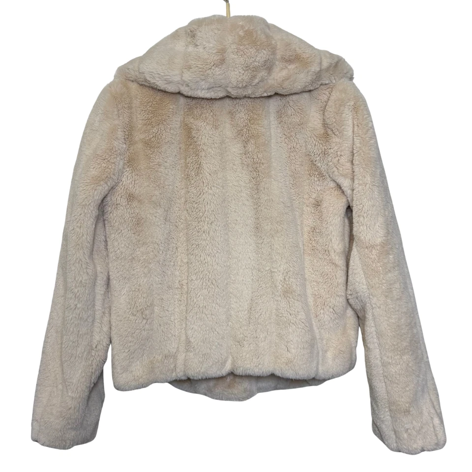 Chaqueta de piel sintética GUESS Sophy para mujer XS beige crema felpa abrigo de invierno suave polietileno Foto 2 de 4