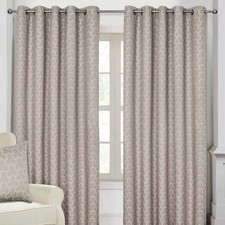 Image of Geometric Blackout Curtains Pair Heavy Weight Jacquard Ready Made Eyelet Curtain