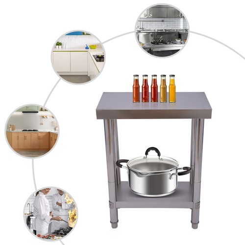 Stainless-Steel Commercial Kitchen Work Food Prep Table Heavy Duty 60*30*85cm