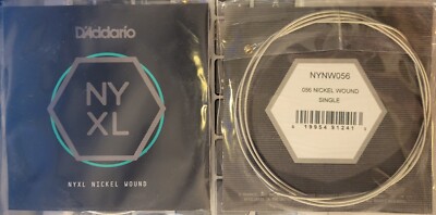 Lot of 2 D'Addario NYNW056 NYXL Nickel Wound Electric Guitar Single String  .056