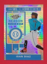 2020 Panini Contenders Optic Isan Diaz RC 226/299 Hyper Prizm #27 Miami Marlins