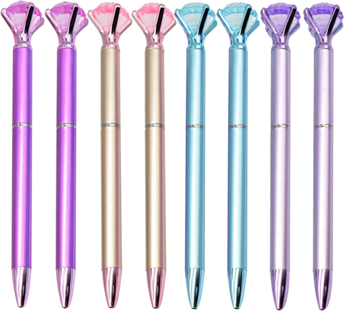 12PCS Big Diamond Ballpoint Pen Retractable Gem Pens Rhinestones Crystal Pen Bli - Afbeelding 1 van 9