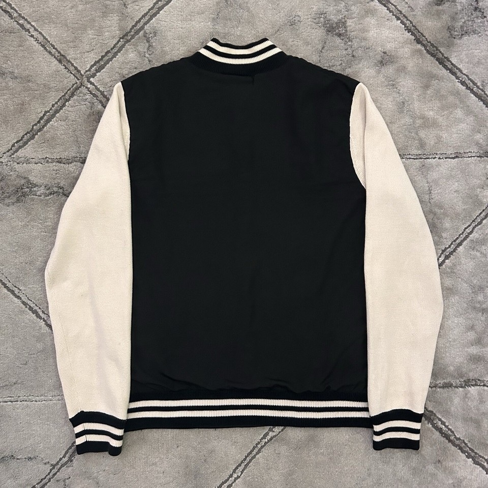 Lacoste Chenille Patch Logo Varsity Bomber Jacket MEDIUM (4) Mens