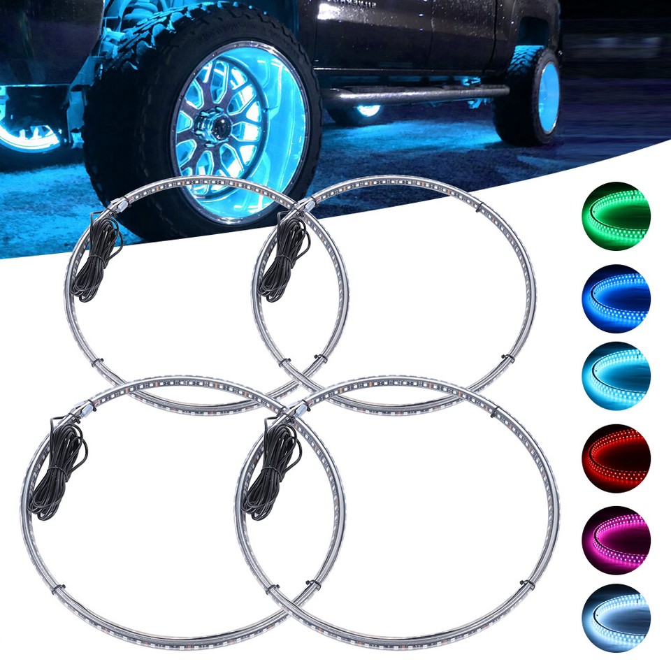 Wheel Lights RGB Wheel Lights For Car Truck LED Rim Light Bluetooth