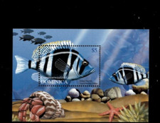CLASSIQUES VINTAGE - Dominique 2004 - Poisson - Feuillet timbre souvenir - Scott 2471 - MNH