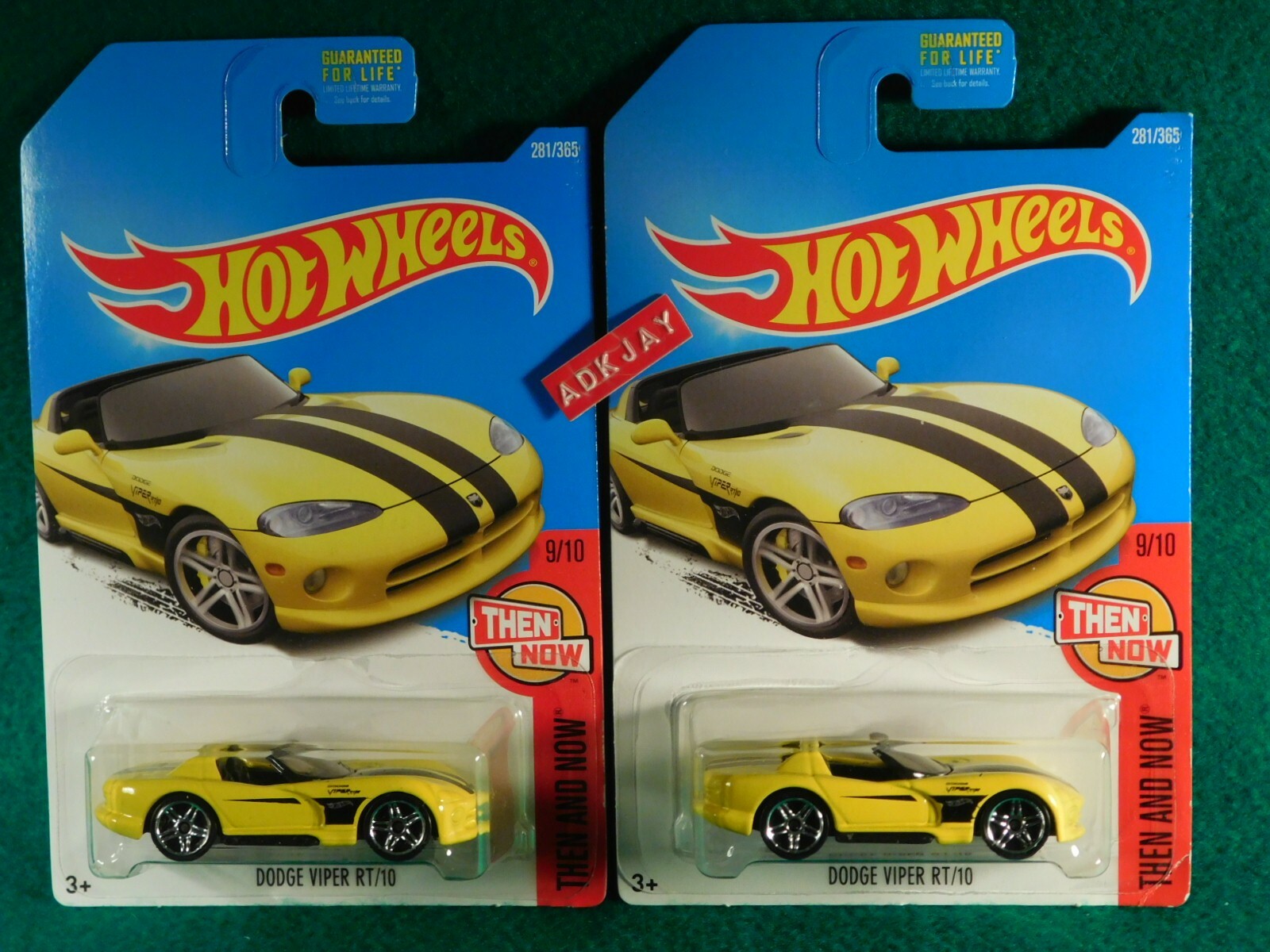 2017 Hot Wheels ~ THEN AND NOW #19/10 ~  Dodge Viper RT/10 ~ 2 Yellow Cars