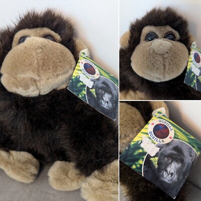 Gorilla Affe Affe Tier weiches Plüschtier Kind Spielzeug Puppe Sammlerstück Teddy ETIKETTEN 02 Vintage