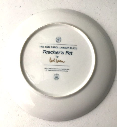 Franklin Mint 1982 Carol Lawson Plate Teachers Pet Vintage Limited Edition - Picture 3 of 4