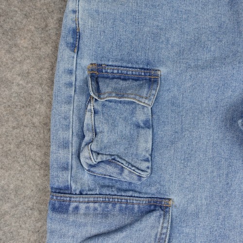 Refuge Jeans Womens 28 Blue Light Cargo Large Pockets Baggy Straight Leg Utility - Picture 4 of 19