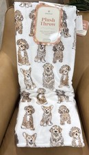 DOGS 60x70  Neutral Dog Throw Blanket Retriever Corgi Poodle Doodle Spaniel NEW 