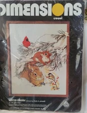 Winter Friends Kit Dimensions Crewel 1175 New Vintage 1980 16 x 20 B26