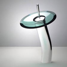 Glass Bathroom lavatory Waterfall Basin Vessel Faucet Mixer Tap Sink Faucet E-2