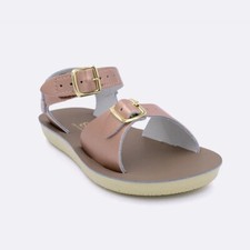 New Sun-San Salt Water Sandals,surfer style hook loop, rose gold, infant 5,NWT