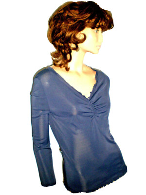 CAVALLI JEANS STRETCHY V-NECK  BLOUSE SIZE 44