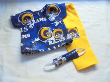 Fits American Girl 18" Doll Clothes - Rams Logos and Words on Blue Scrubs Set