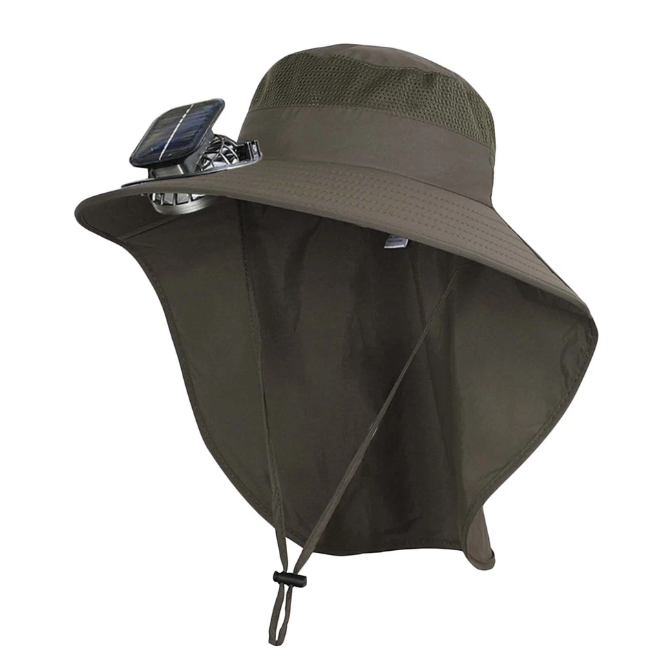 Sombrero protector solar para niños ventilador solar sombrero para el sol carga USB ala ancha recargable Foto 4 de 4