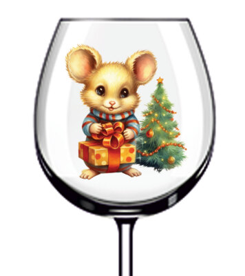 12x Weihnachten Maus bunte Weinglas Flasche Vinyl Aufkleber Abziehbilder a1465