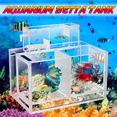 Acrylic Betta Fish Tank Mini Desktop Aquarium Filter Breeding Box