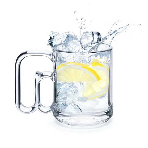 Designer tea coffee glass mug Atmarkus 3G, @-shaped handle, genuine ArtLebedev - Picture 2 of 4