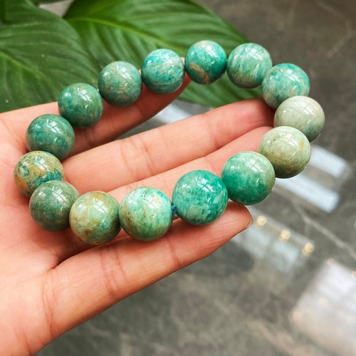 13.3mm Natural Old Amazonite Quartz Crystal Beads Bracelet C152 - Picture 6 of 6