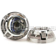 2pc Switchback Panamera Style Shroud Halo, W/LED White DRL, Amber Turn Signal