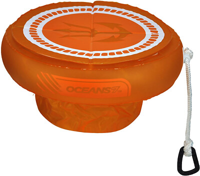 Oceans7 Inflatable Floating Pool Drink Cooler Orange Mango 16  x 9 
