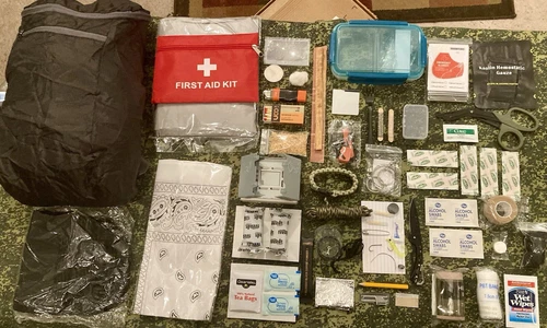 113 Piece Emergency Outdoor Survival Kit with Backpack 