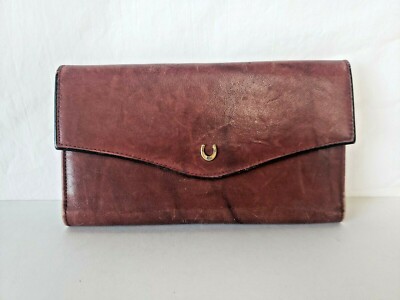 Princess Gardner Full Grain Leather Cowhide Maroon Retro Clutch Wallet 