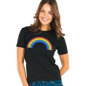 Women Rainbow Sparkling NHS Print T Shirt Ladies Short Sleeve Top Cotton 8093