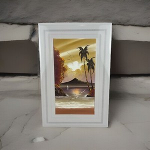 Handpainted Lrg Mexican Tile Signed by Artist 12X8. Original Sailboat Sunset