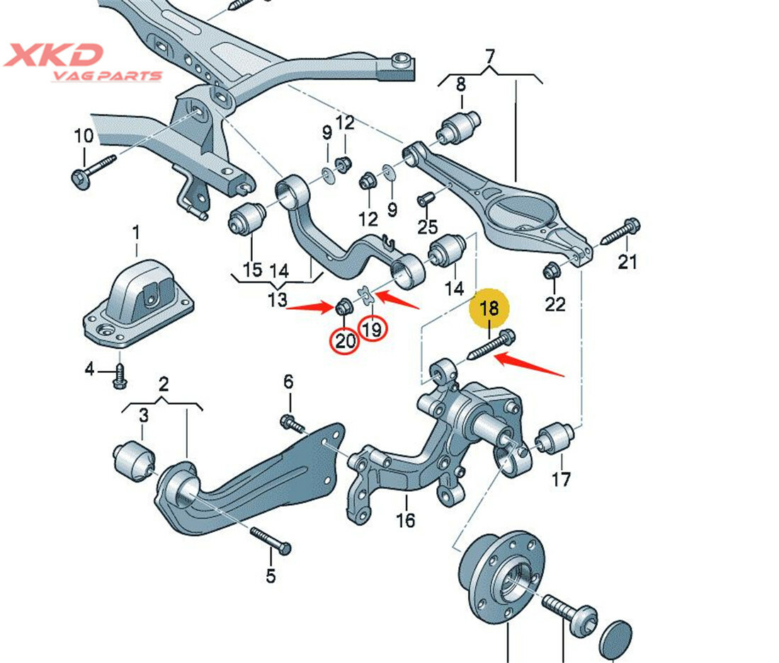 Rear Suspension Track Rod Wishbone Arm Bolt Fit For VW Golf
