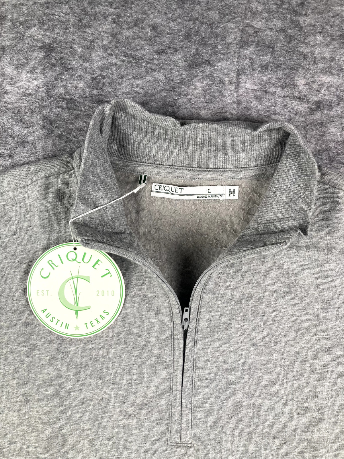 Criquet Mens Pullover Quarter Zip Large 100% Cotton Performance Golf Athleisure