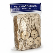 Fischernetz 100x200cm maritim Deko Netz mit Schwimmern natur 1x2m Baumwolle