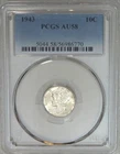 1943 Mercury Dime PCGS AU58 Frosty Luster Just Graded New Holder #D118C