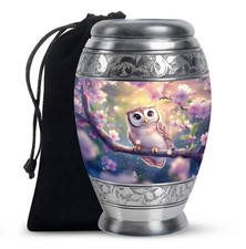 Flowers Cute Owl Large Burial Urn For Human Ashes Adult Man (10 Inch)