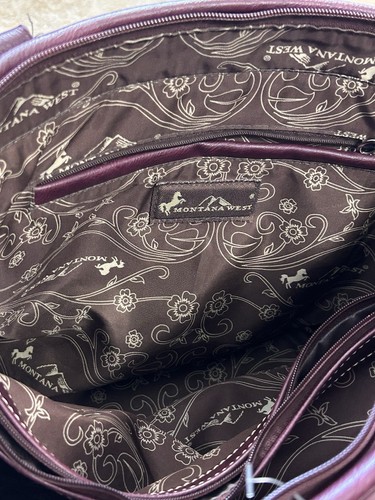 montana west concealed carry purse Vegan Leather Studded Purple/wine Rhinestone - Picture 10 of 14