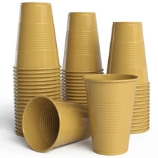 Exquisite Party Gold Plastic Cups 12 Oz - 50 Pack Disposable Drinkware