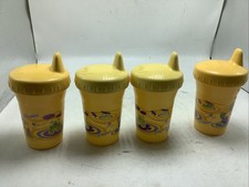 4-Vintage Playtex Sippy Cup Turtle Frog Duck Design 2004 Plastic Cup Lid Yellow