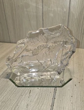 Carved Chrystal Etched Running Horses Paperweight Sculpture The Glass Gallery 