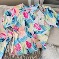 NWT Miken Girls Mermaid Long-Sleeve Rash Guard Large 14/16 Beach Tropical Surf